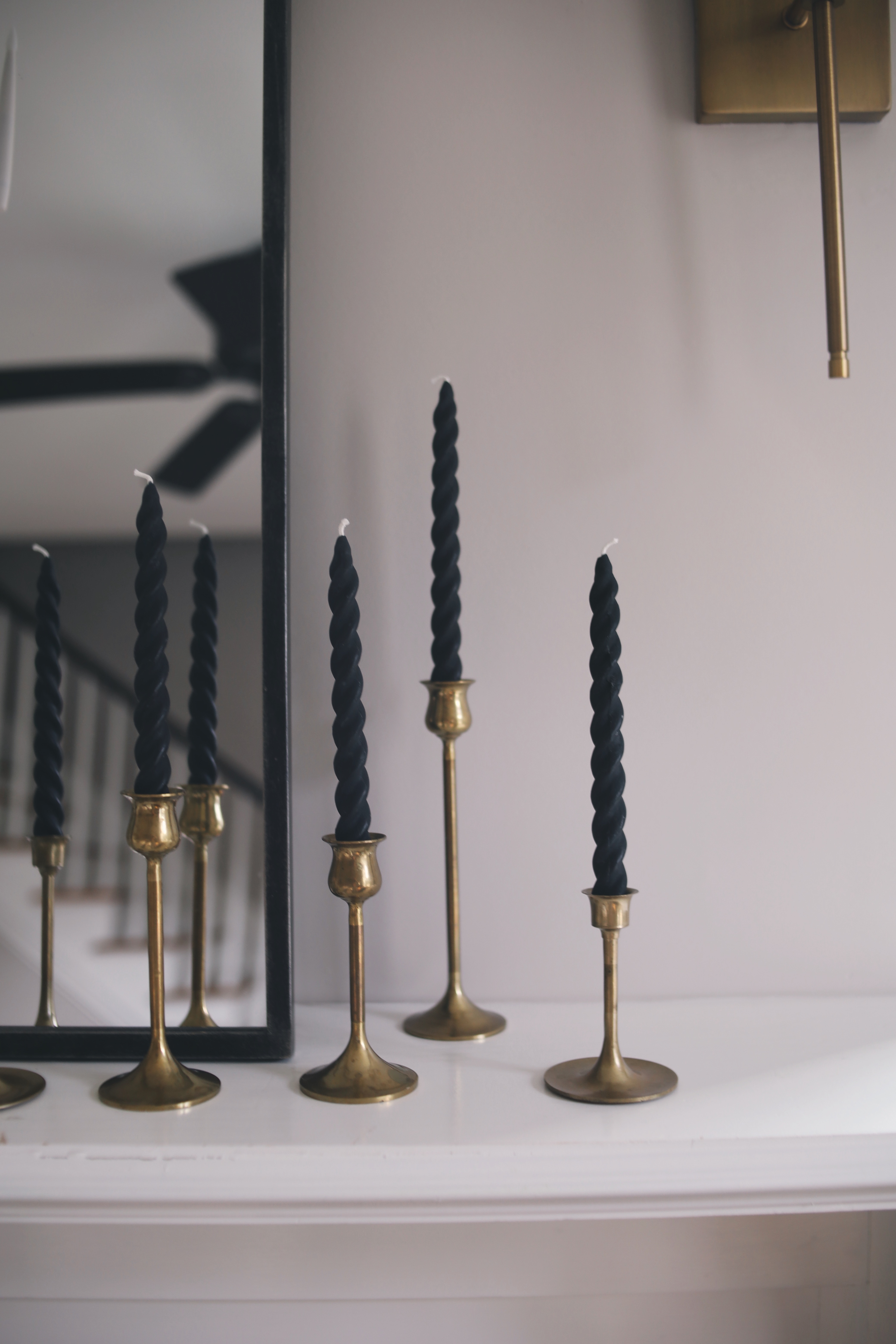 black twisted taper candles